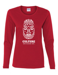 African Mask Long Sleeve Tee - Women's Cut