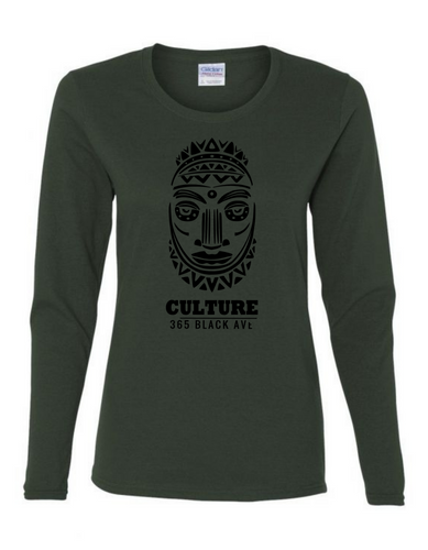 African Mask Long Sleeve Tee - Women's Cut