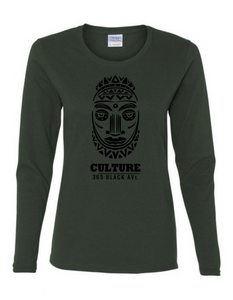 African Mask Long Sleeve Tee - Women's Cut