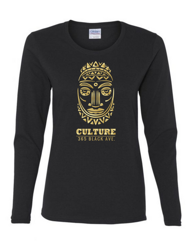 African Mask Long Sleeve Tee - Women's Cut