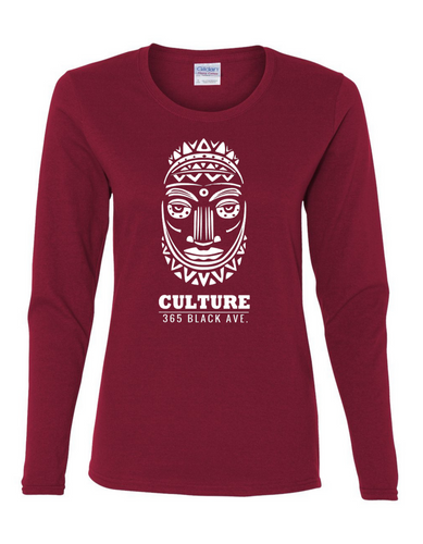 African Mask Long Sleeve Tee - Women's Cut