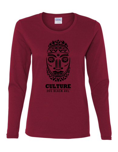 African Mask Long Sleeve Tee - Women's Cut