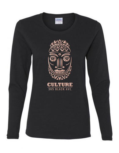 African Mask Long Sleeve Tee - Women's Cut